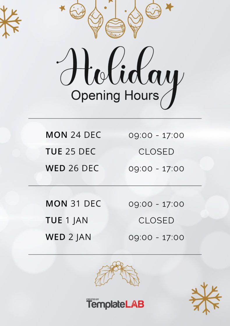 Business Holiday Hours Template
