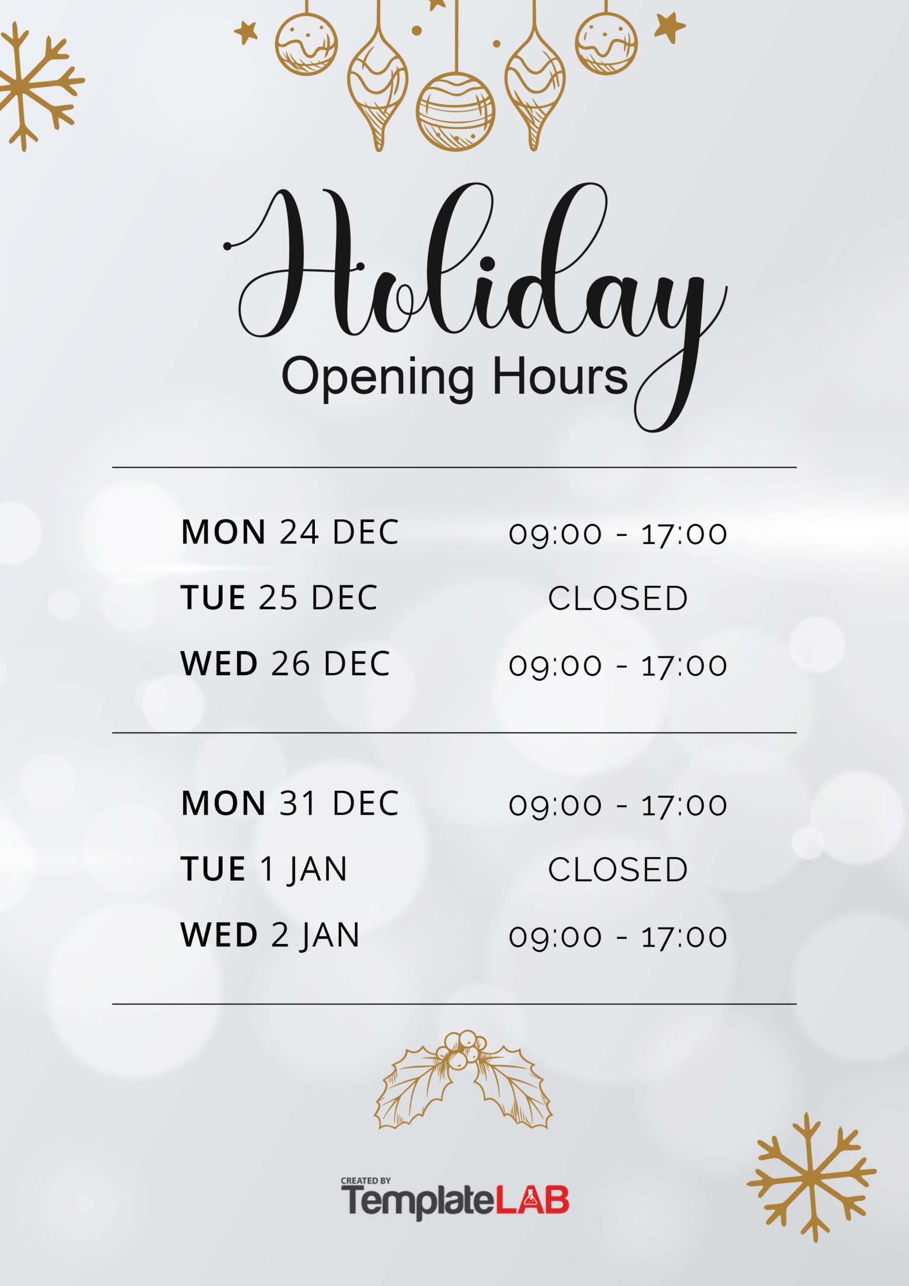 Free Holiday Hours Template V2
