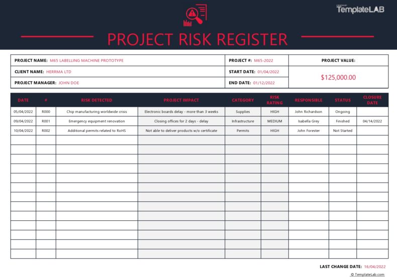 53 Useful Risk Register Templates (Word & Excel) ᐅ TemplateLab