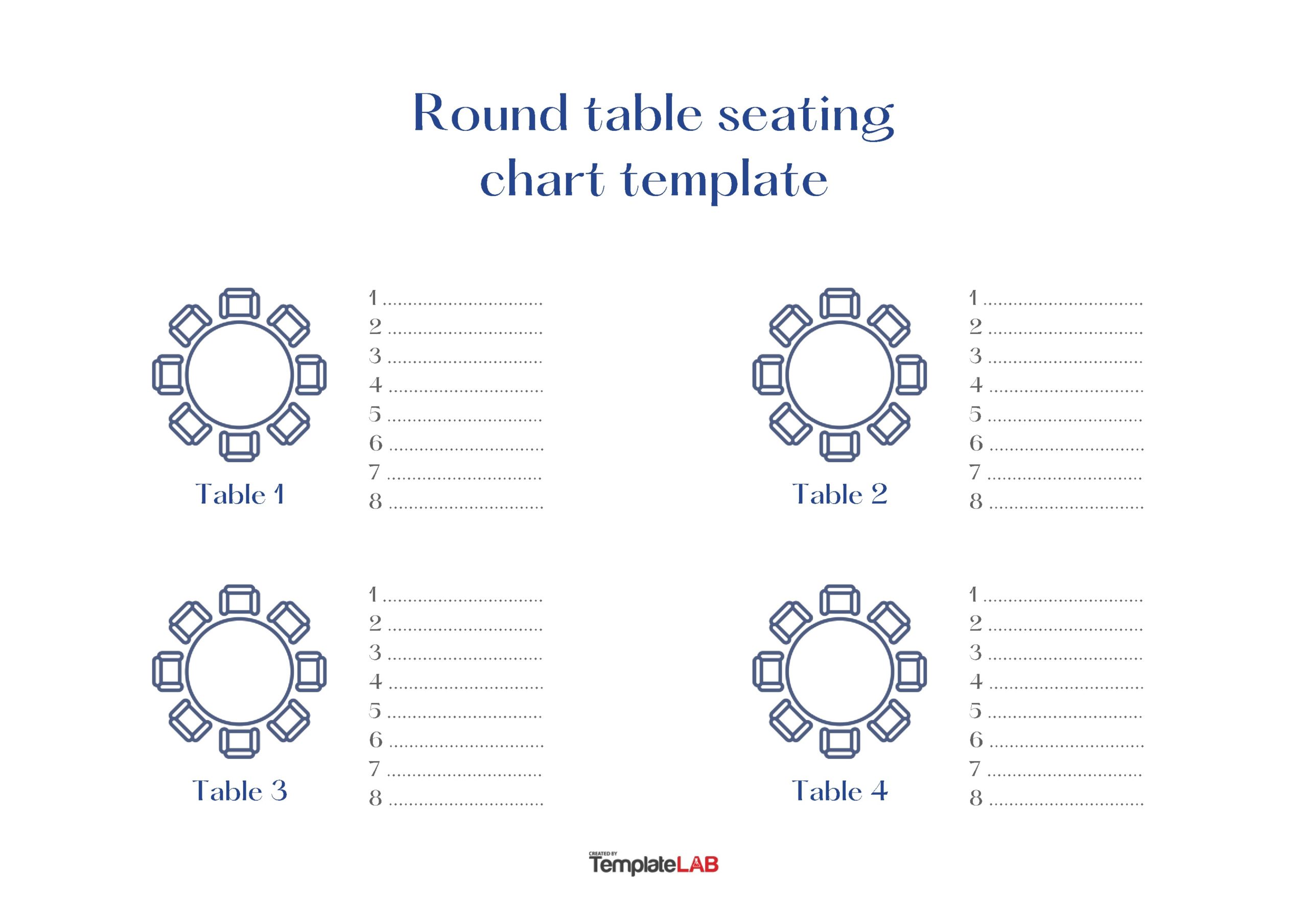 Free Round Table Seating Chart Template