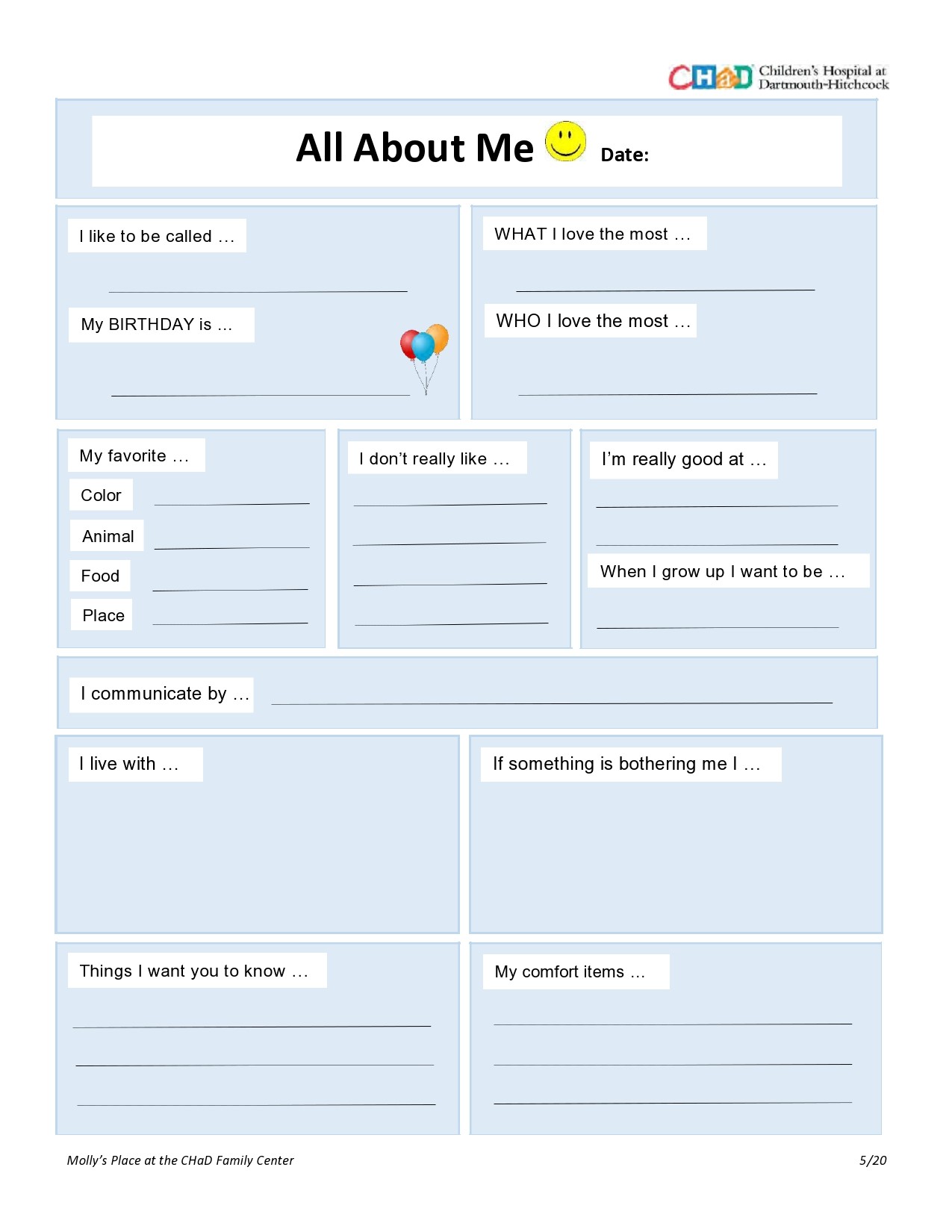 Free all about me template 22