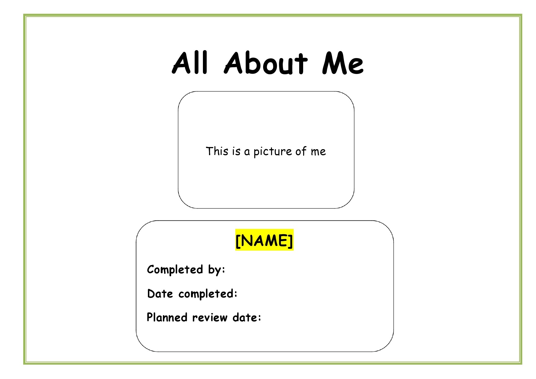 Free all about me template 27