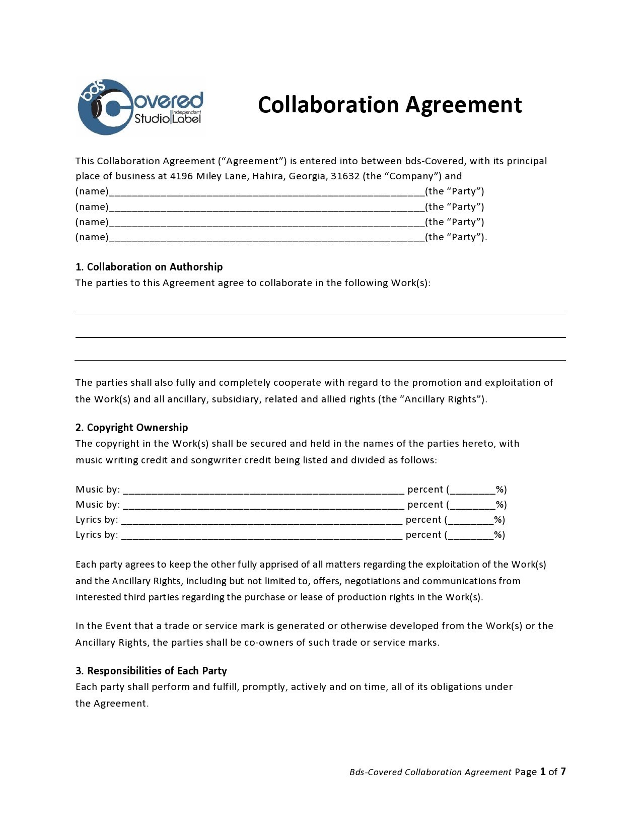 Free collaboration agreement 27