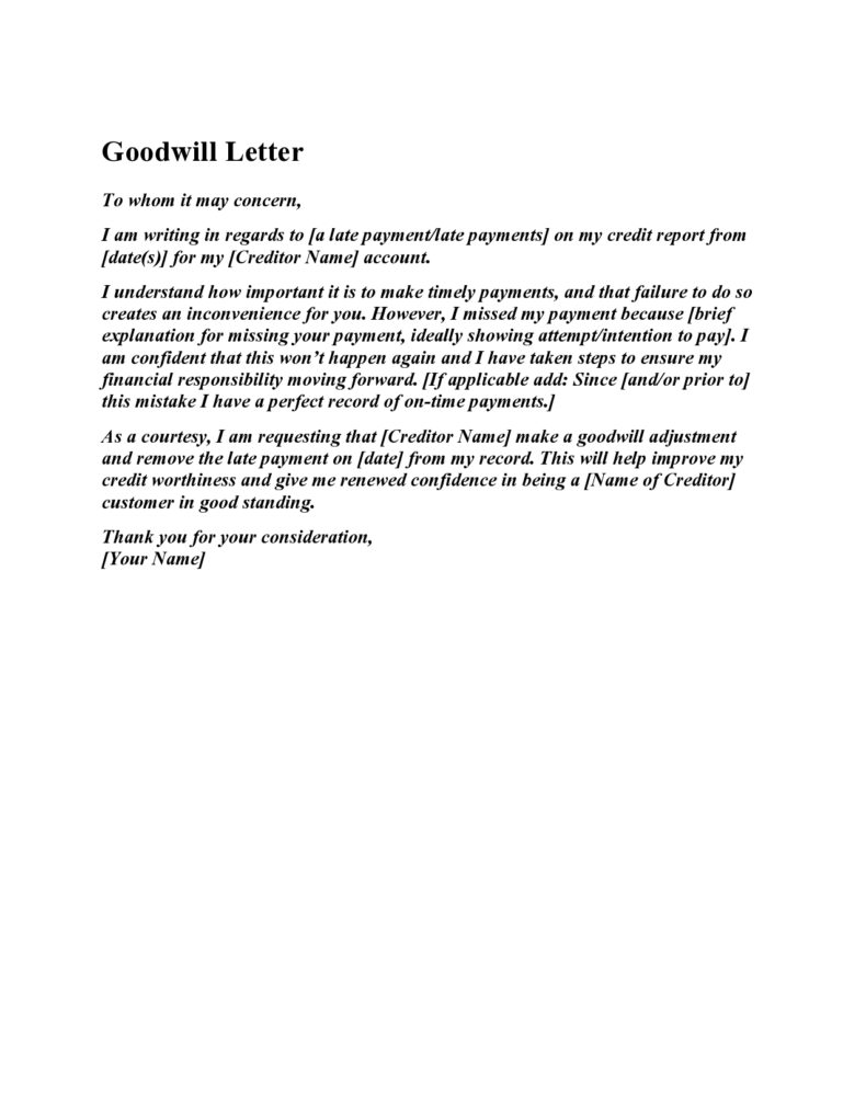 40 Free Goodwill Letter Templates ( Examples) ᐅ TemplateLab