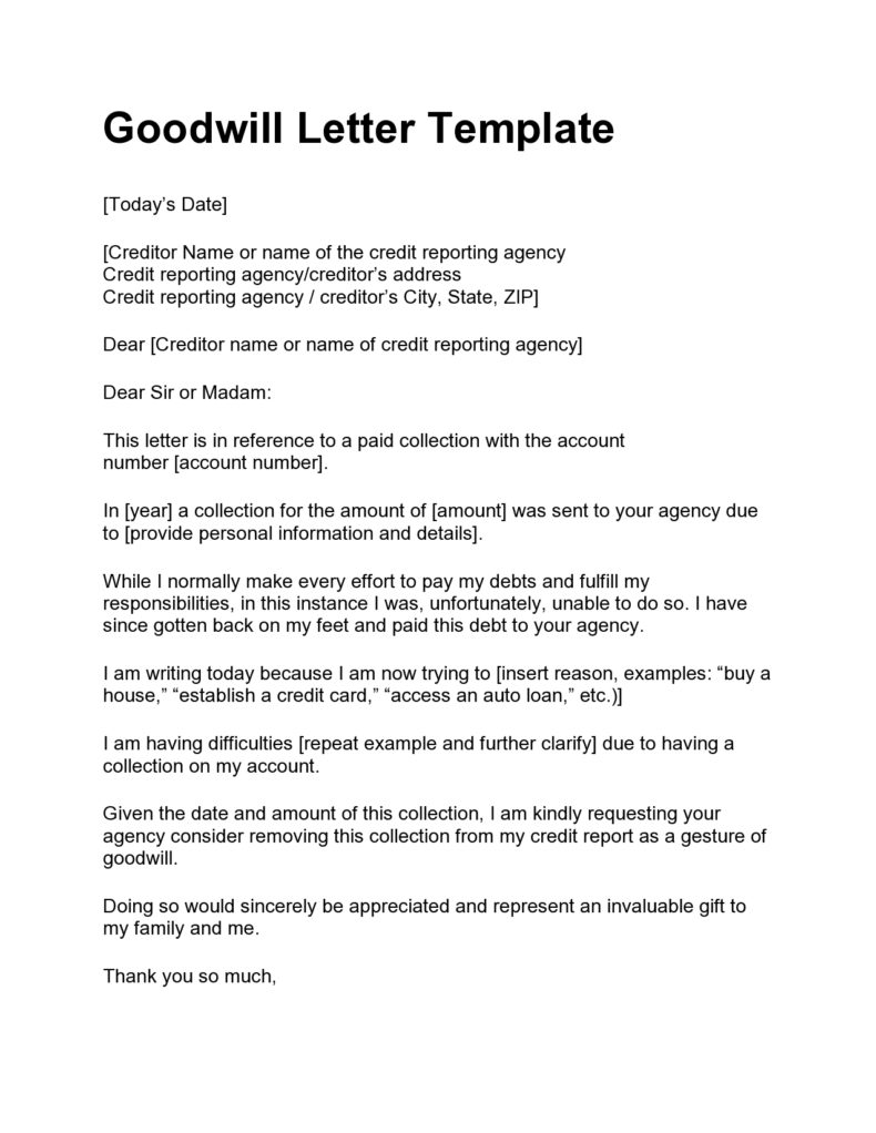 40 Free Goodwill Letter Templates ( Examples) ᐅ TemplateLab