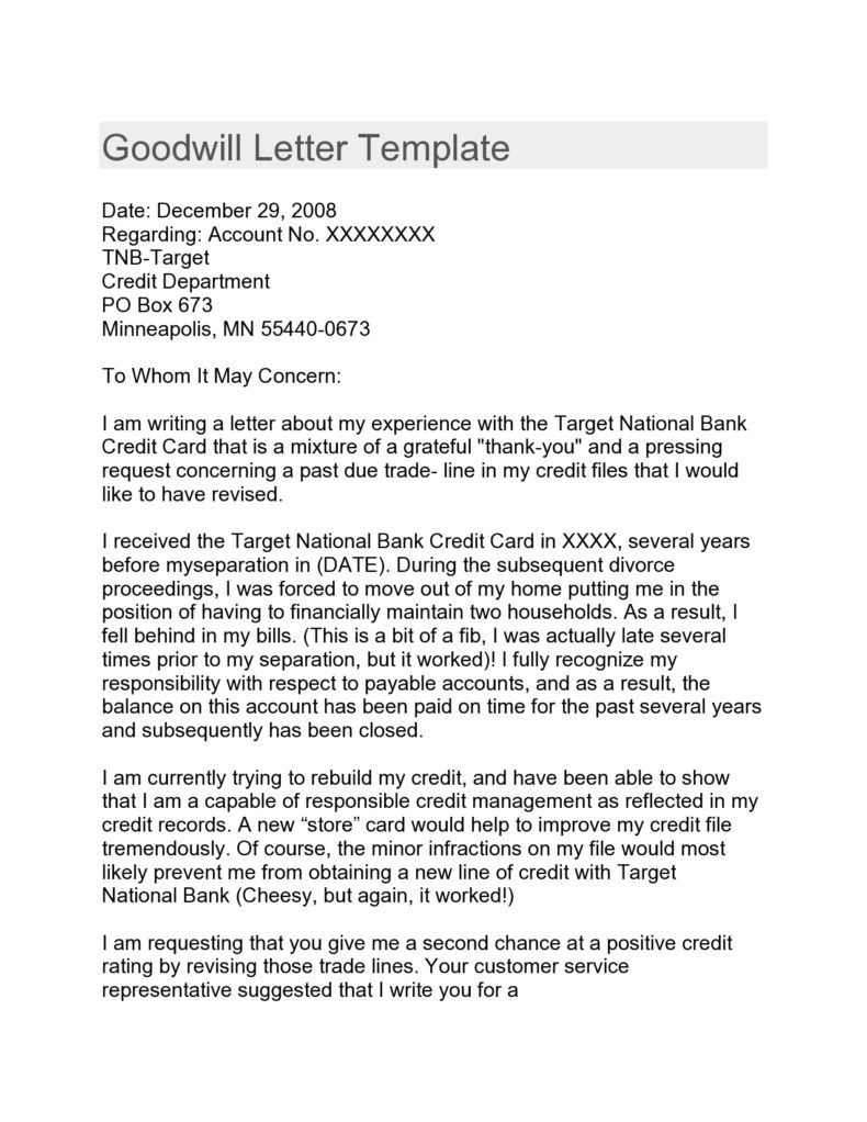 40 Free Goodwill Letter Templates ( Examples) ᐅ TemplateLab 40 Free Goodwill Letter Templates ( Examples) ᐅ TemplateLab