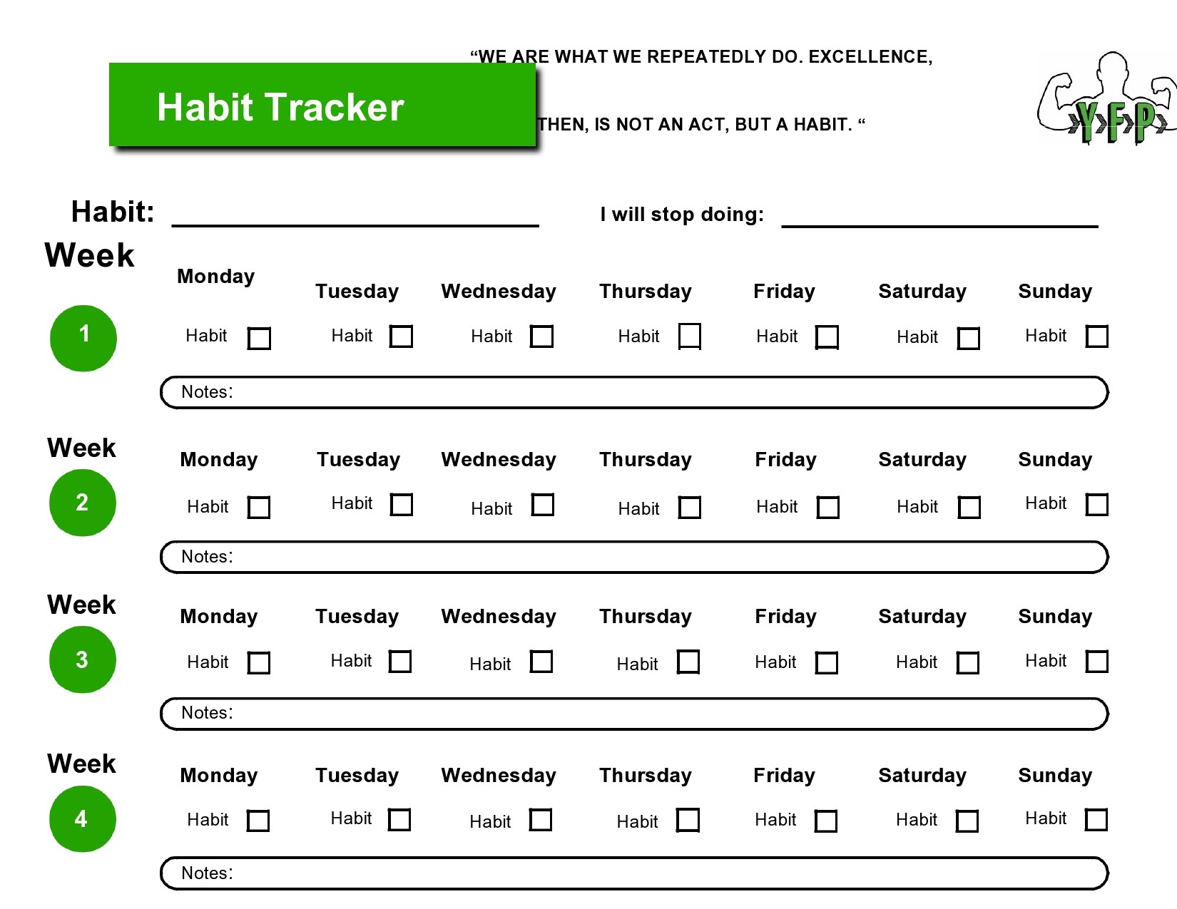 Free habit tracker template 22