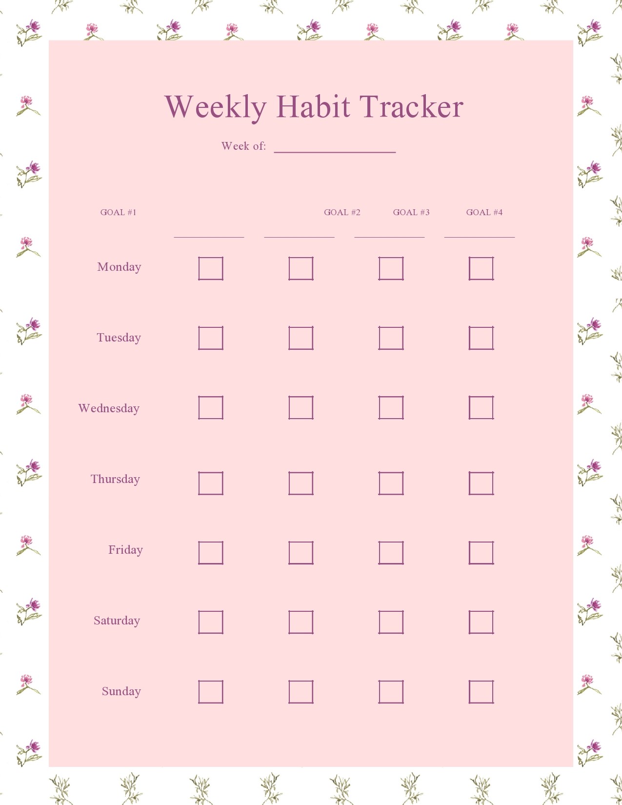 Free habit tracker template 28