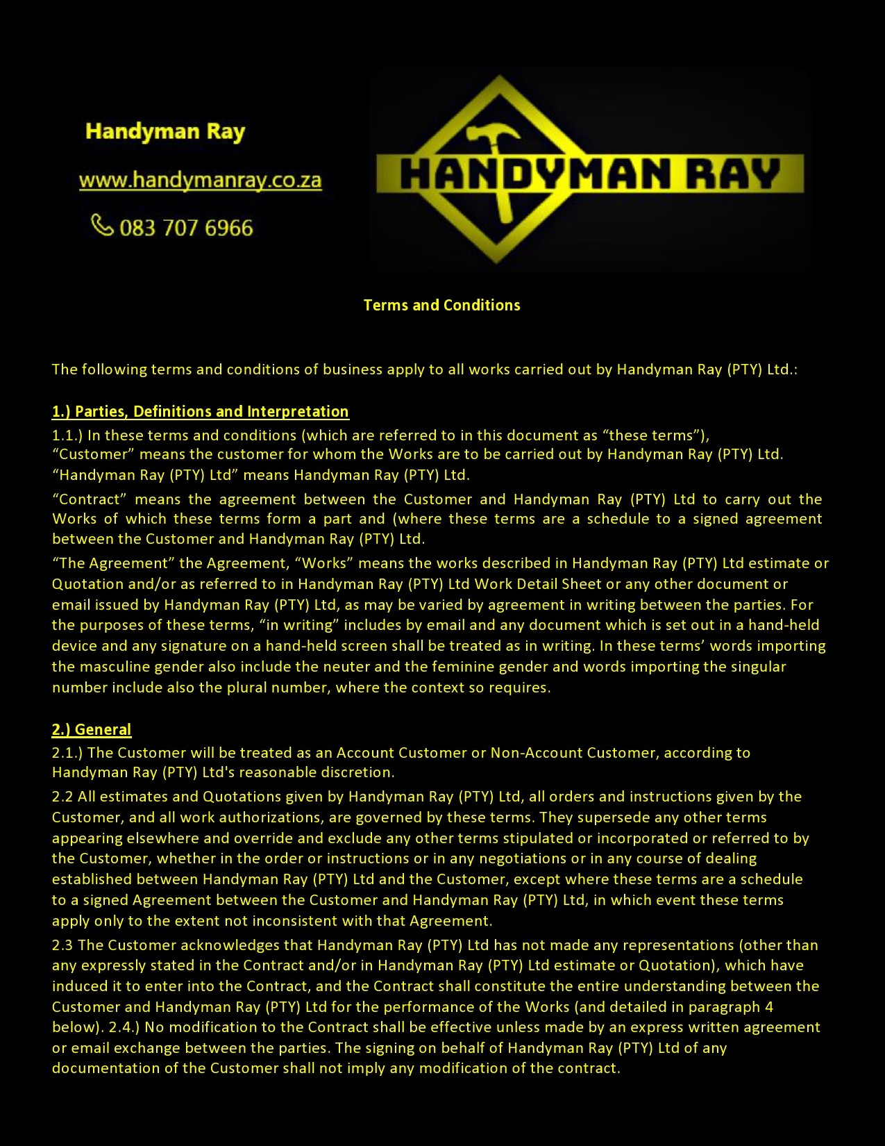 Free handyman contract 27