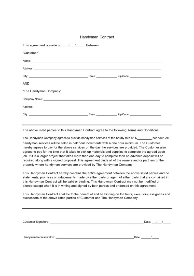 40 Best Handyman Contracts ( Agreement Examples)