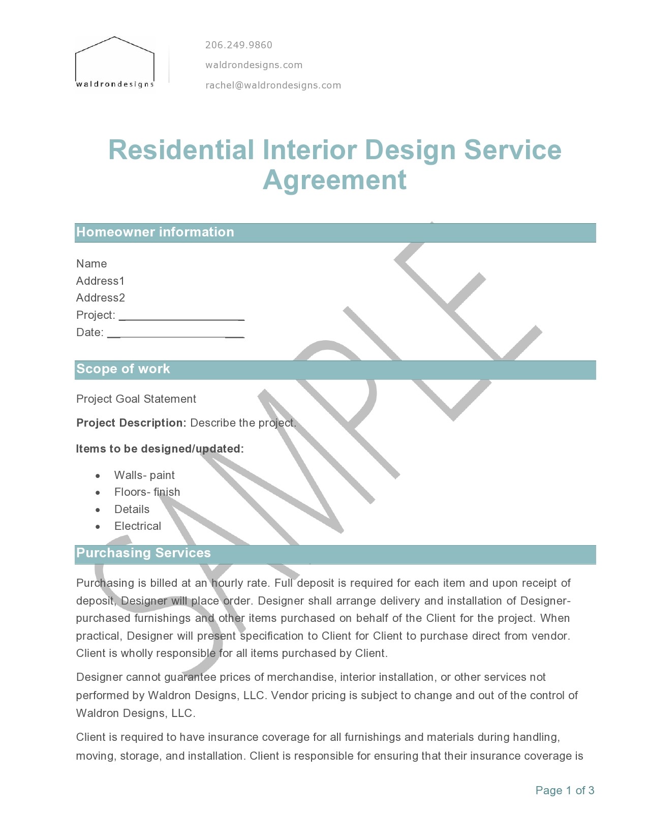 Free interior design contract template 02