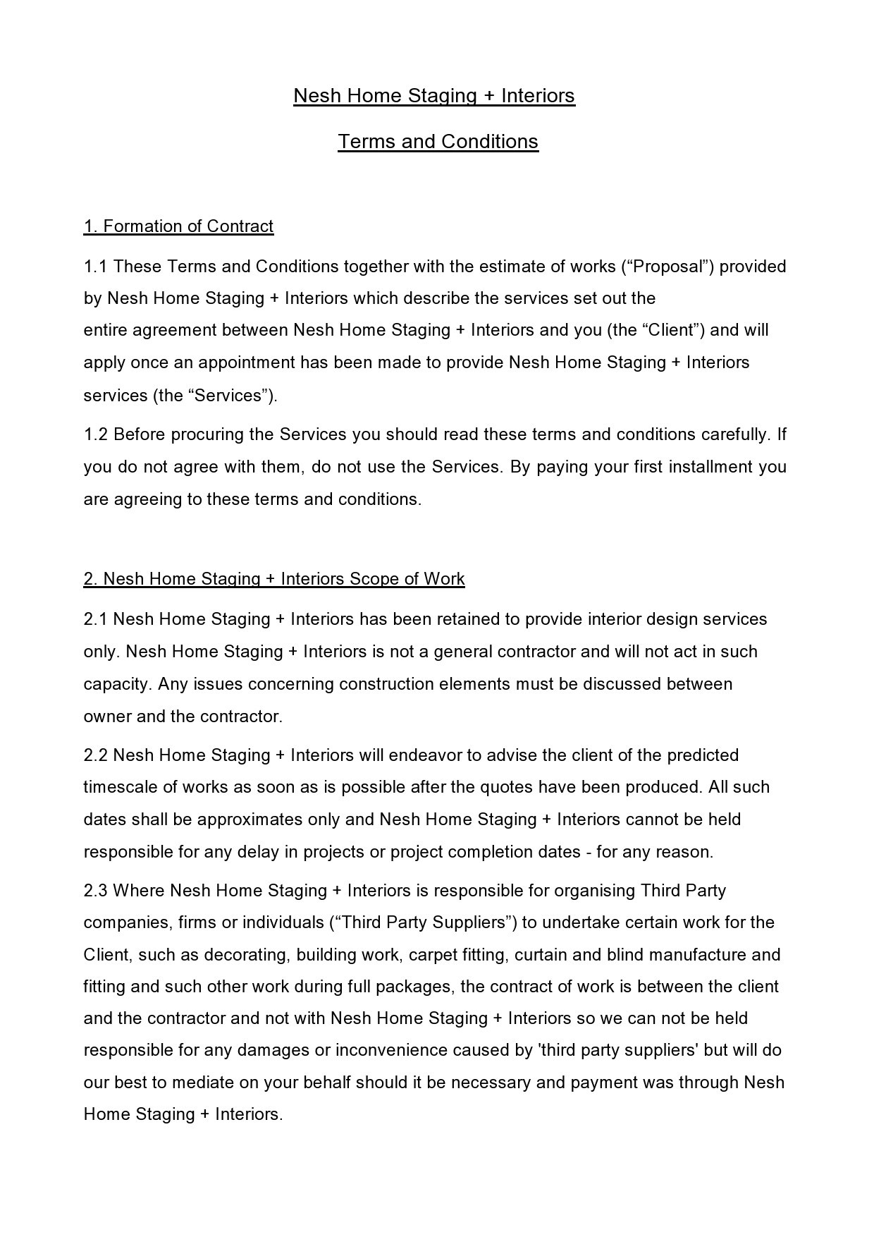 Free interior design contract template 13