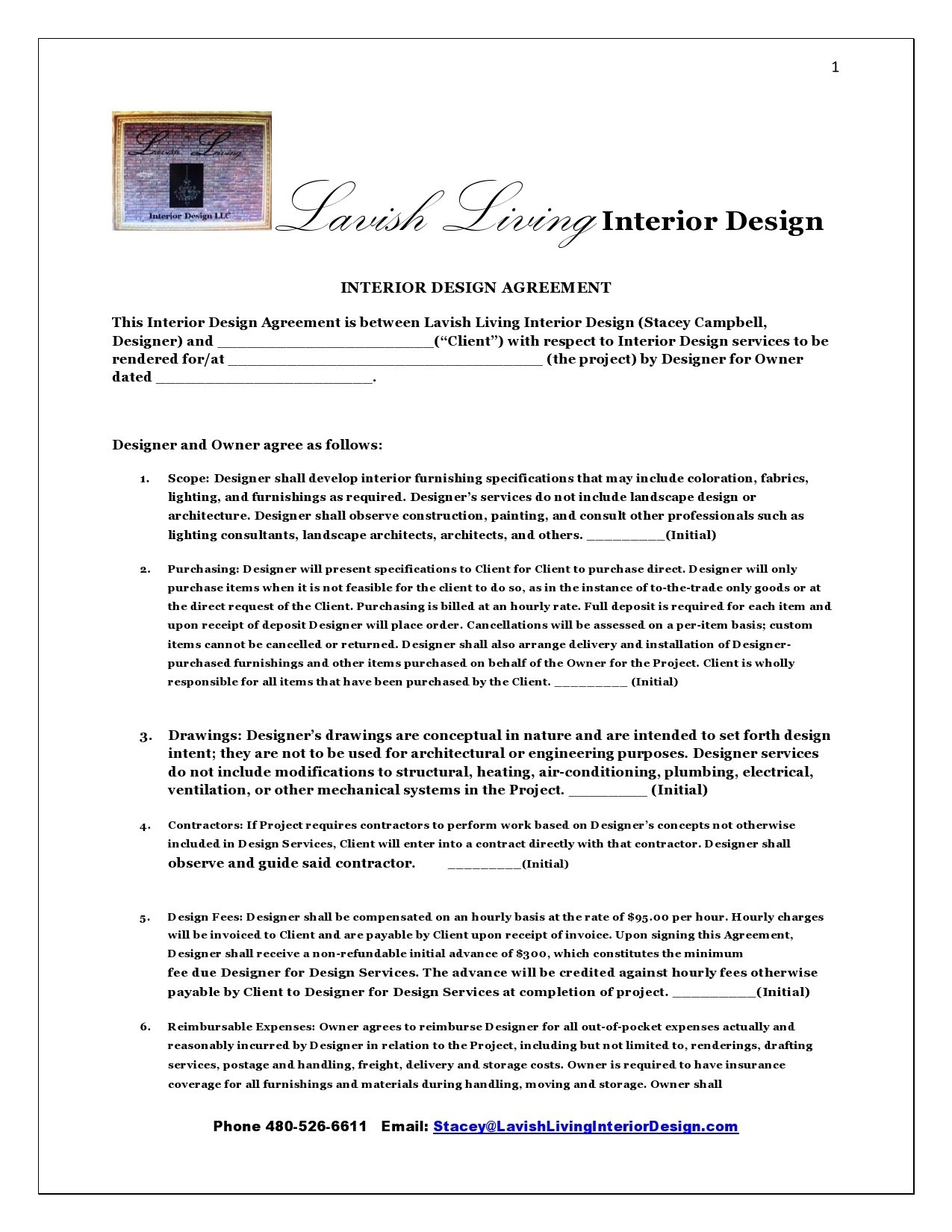 Free interior design contract template 16