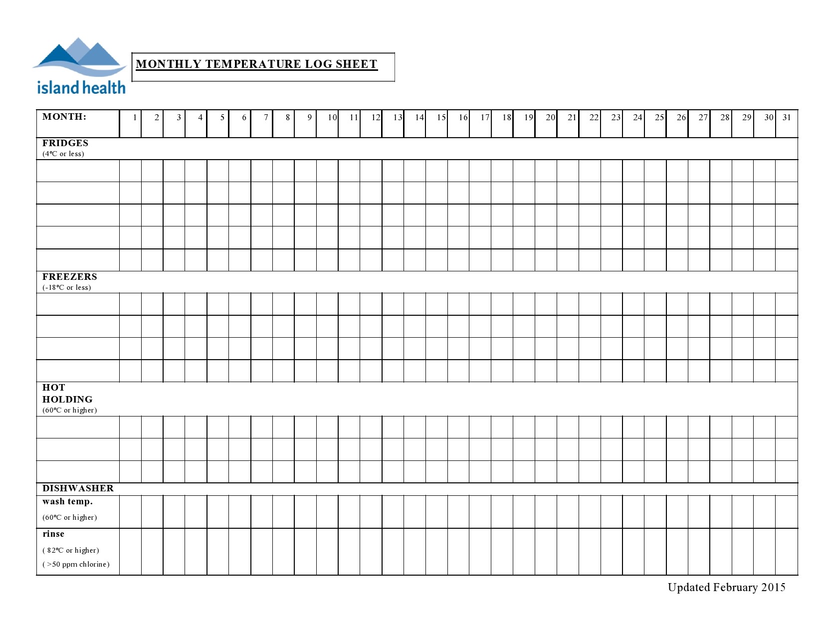 Free temperature log sheet 01