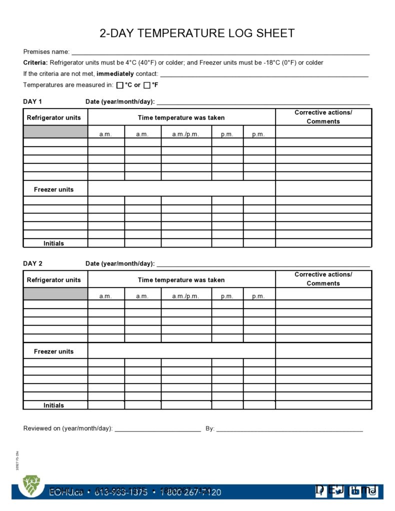 40 Printable Temperature Log Sheets (Word Excel PDF)