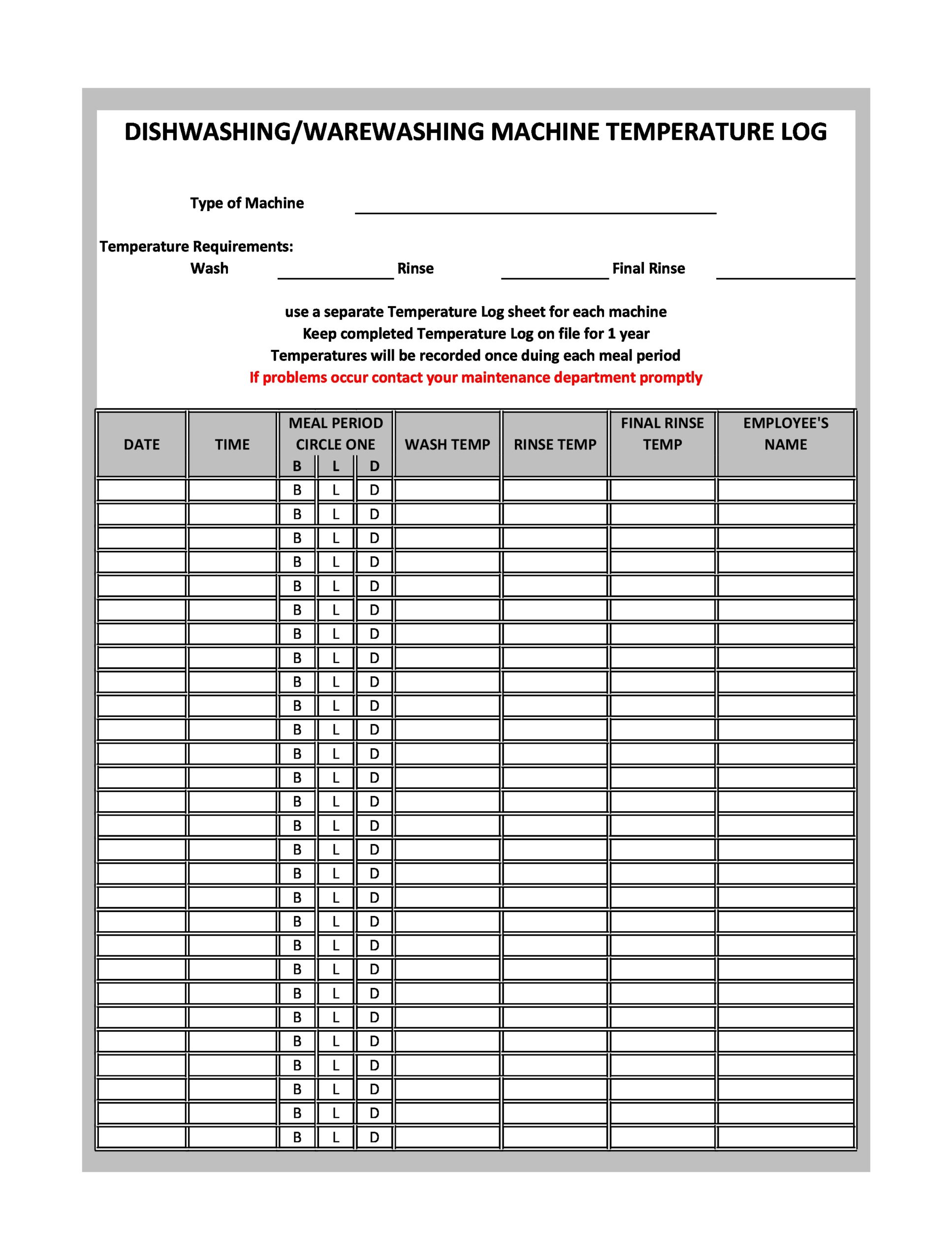 Free temperature log sheet 06