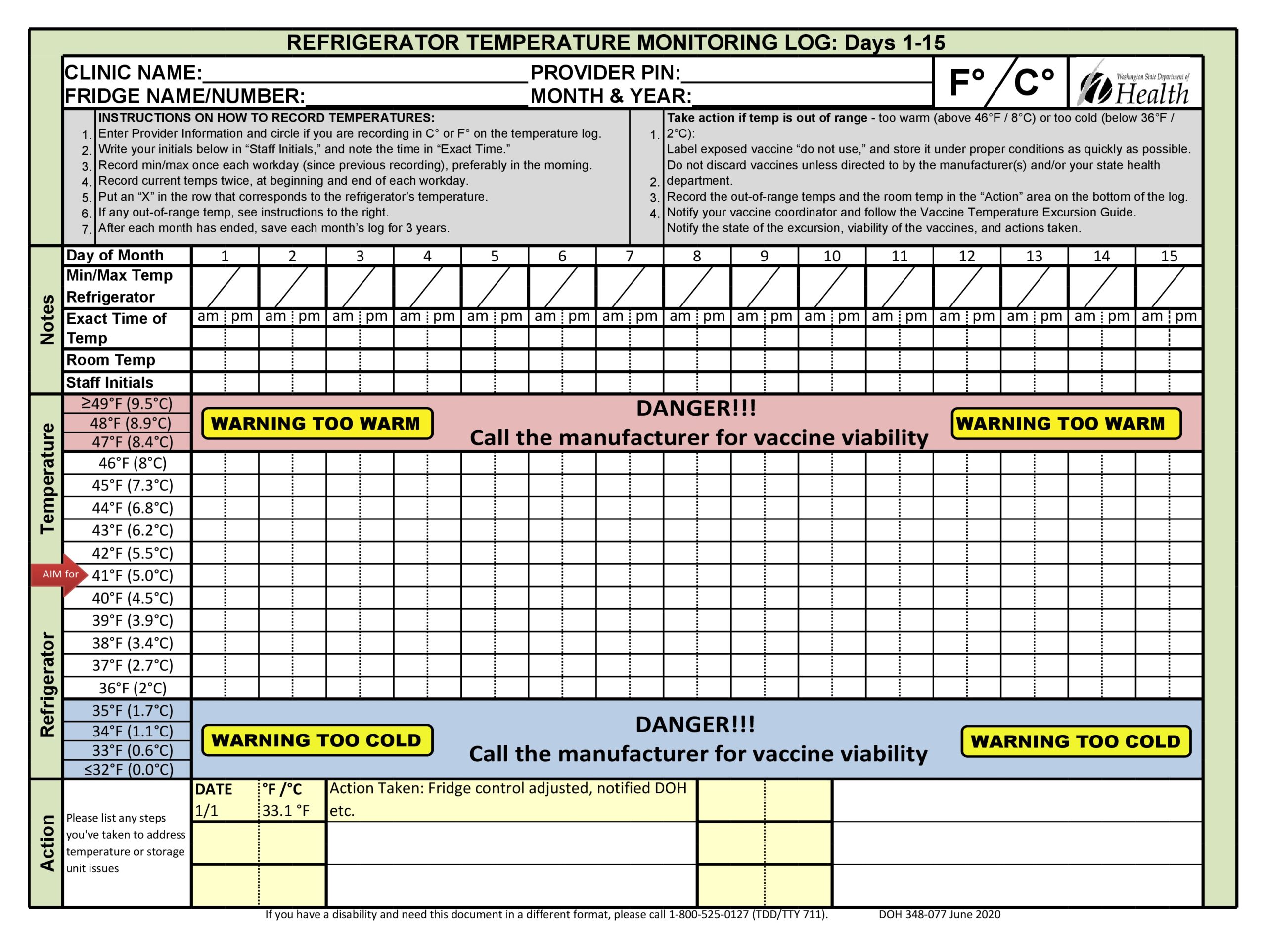 Free temperature log sheet 09