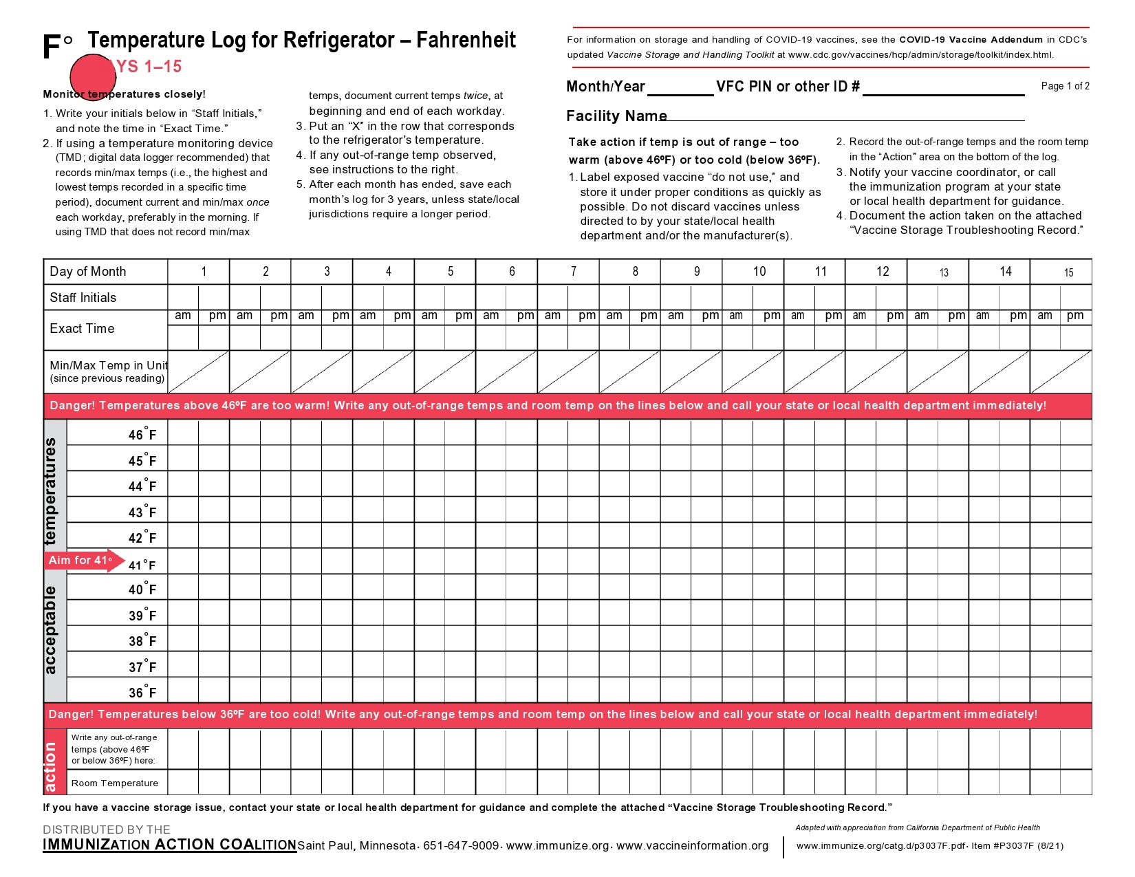 Free temperature log sheet 13
