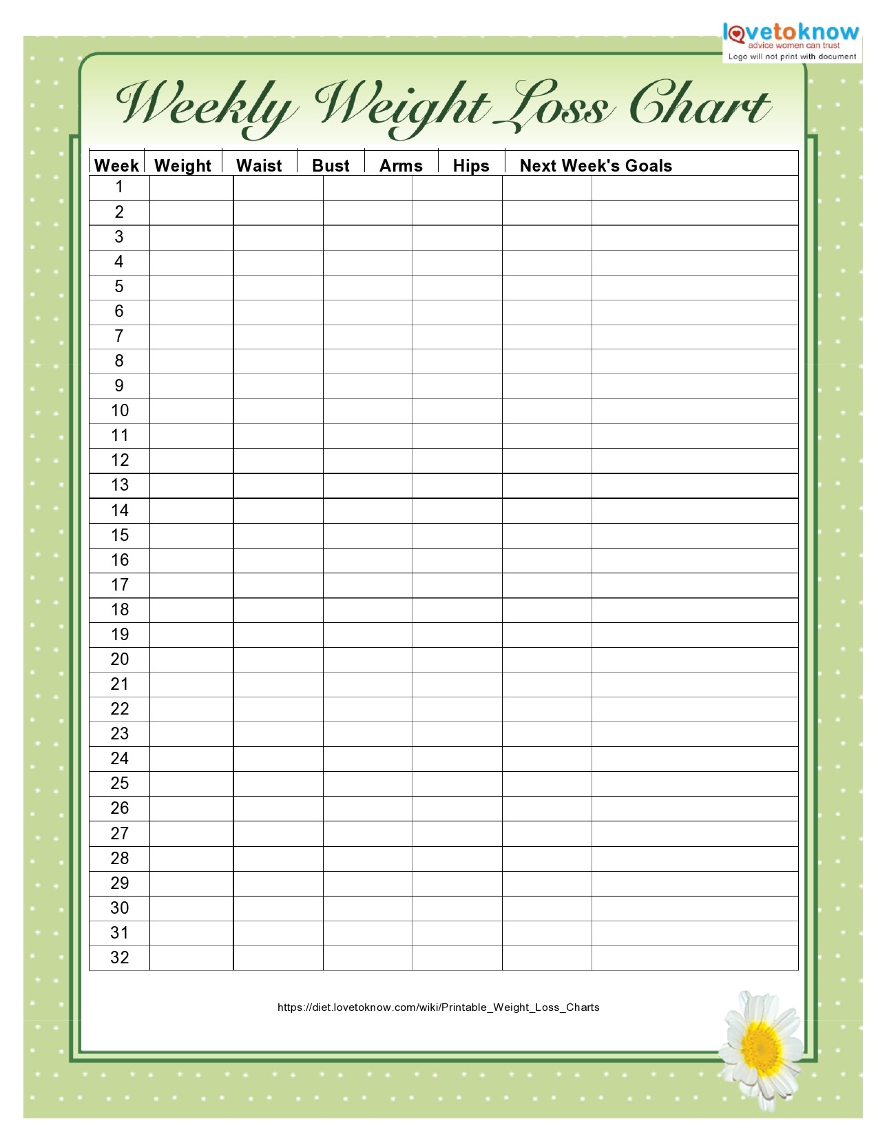 Free weight loss tracker template 14