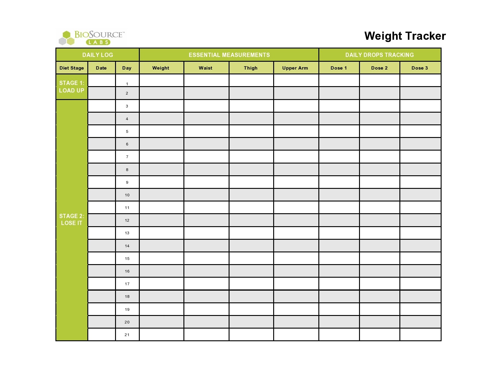 Free weight loss tracker template 19