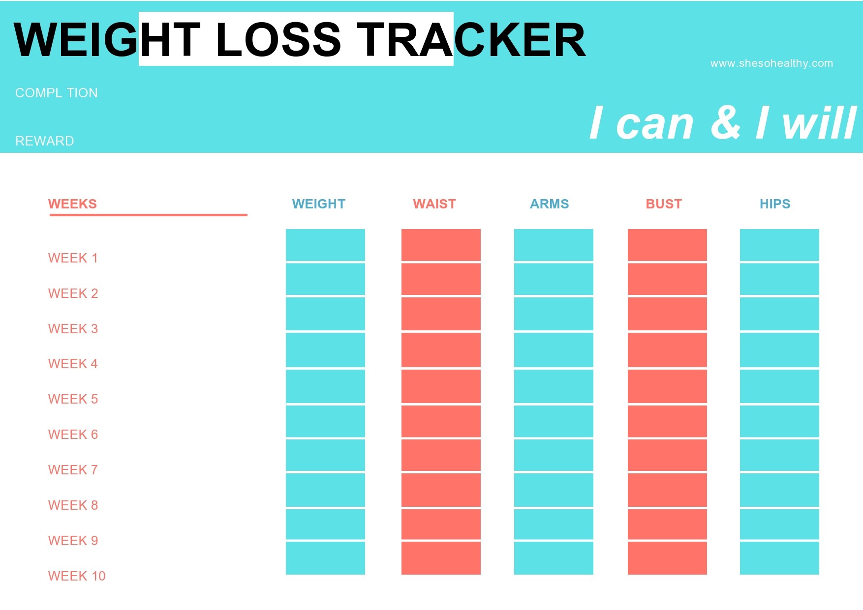 Free weight loss tracker template 20