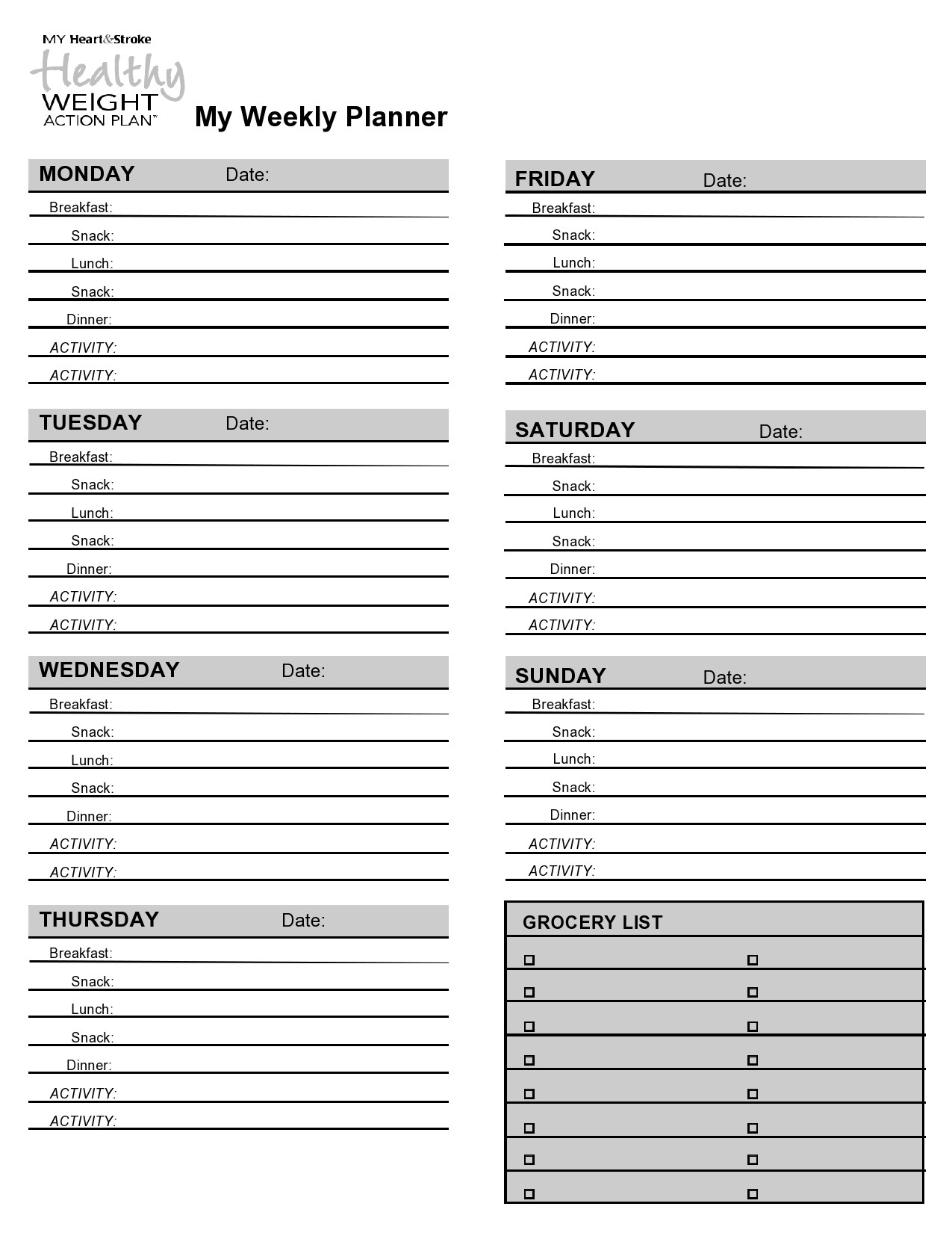 Free weight loss tracker template 28