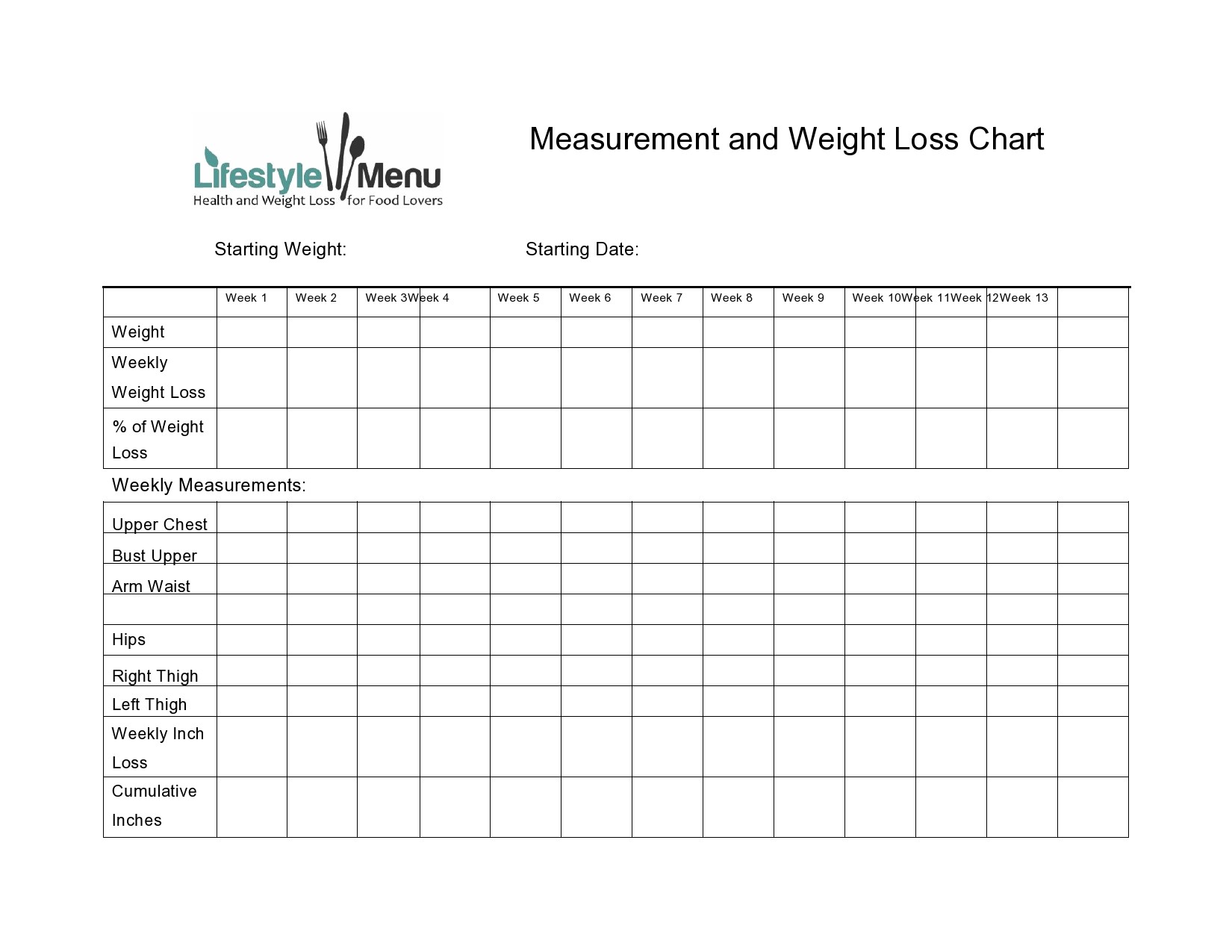 Free weight loss tracker template 34
