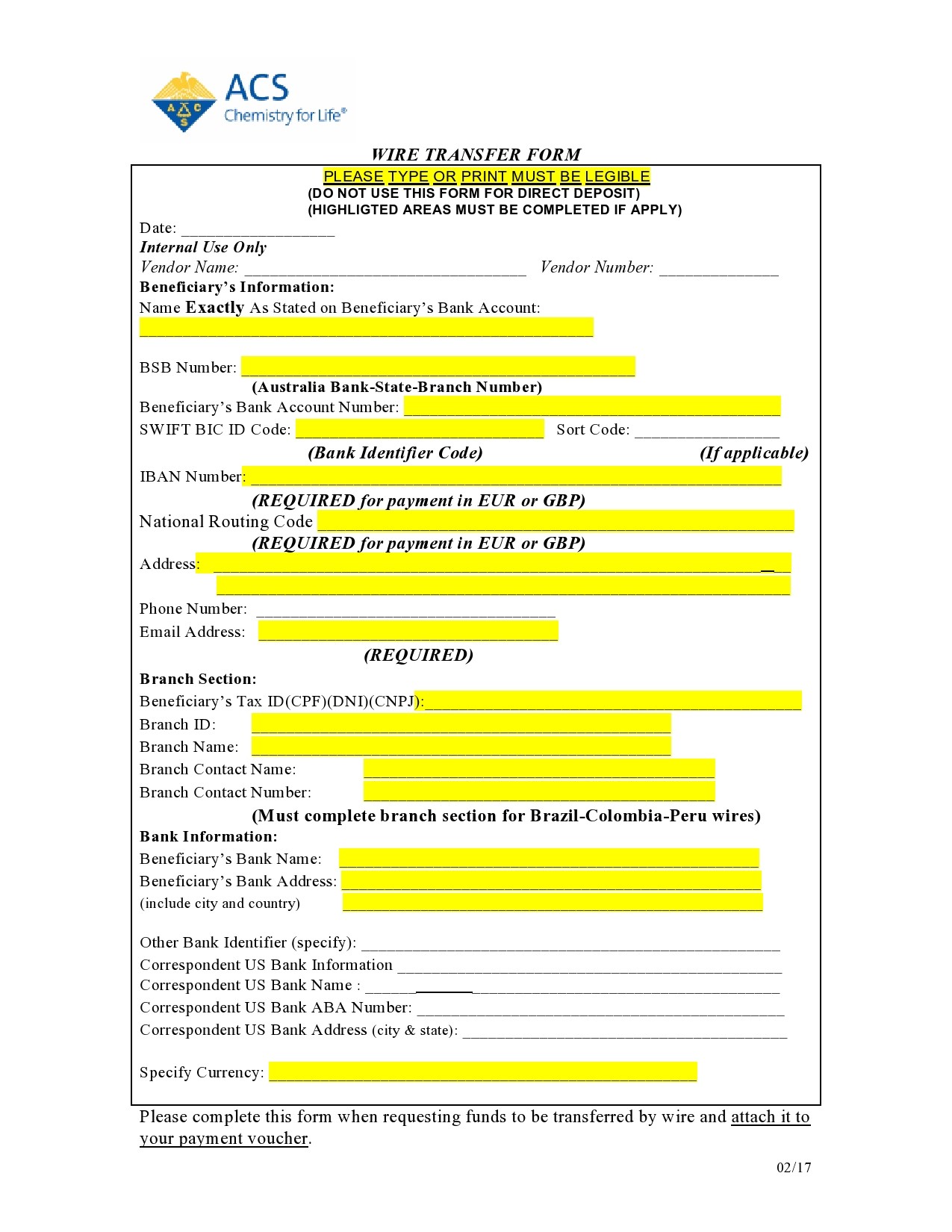 Free wire transfer form 05