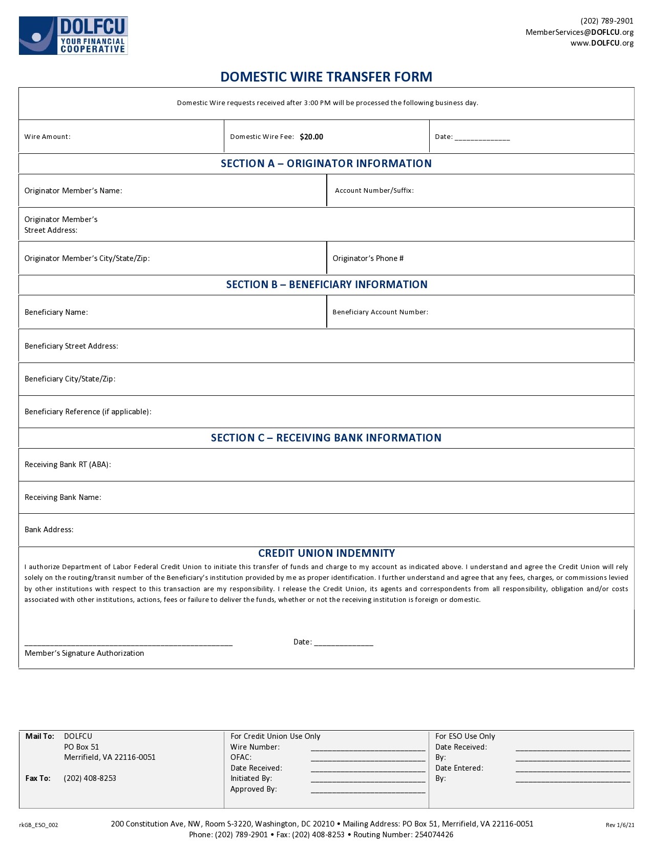 Free wire transfer form 14