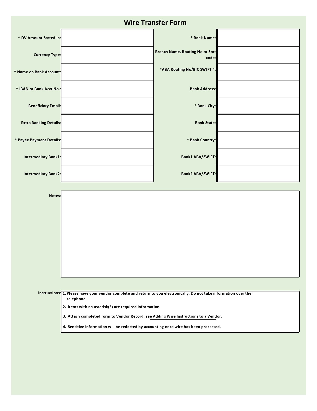 Free wire transfer form 16