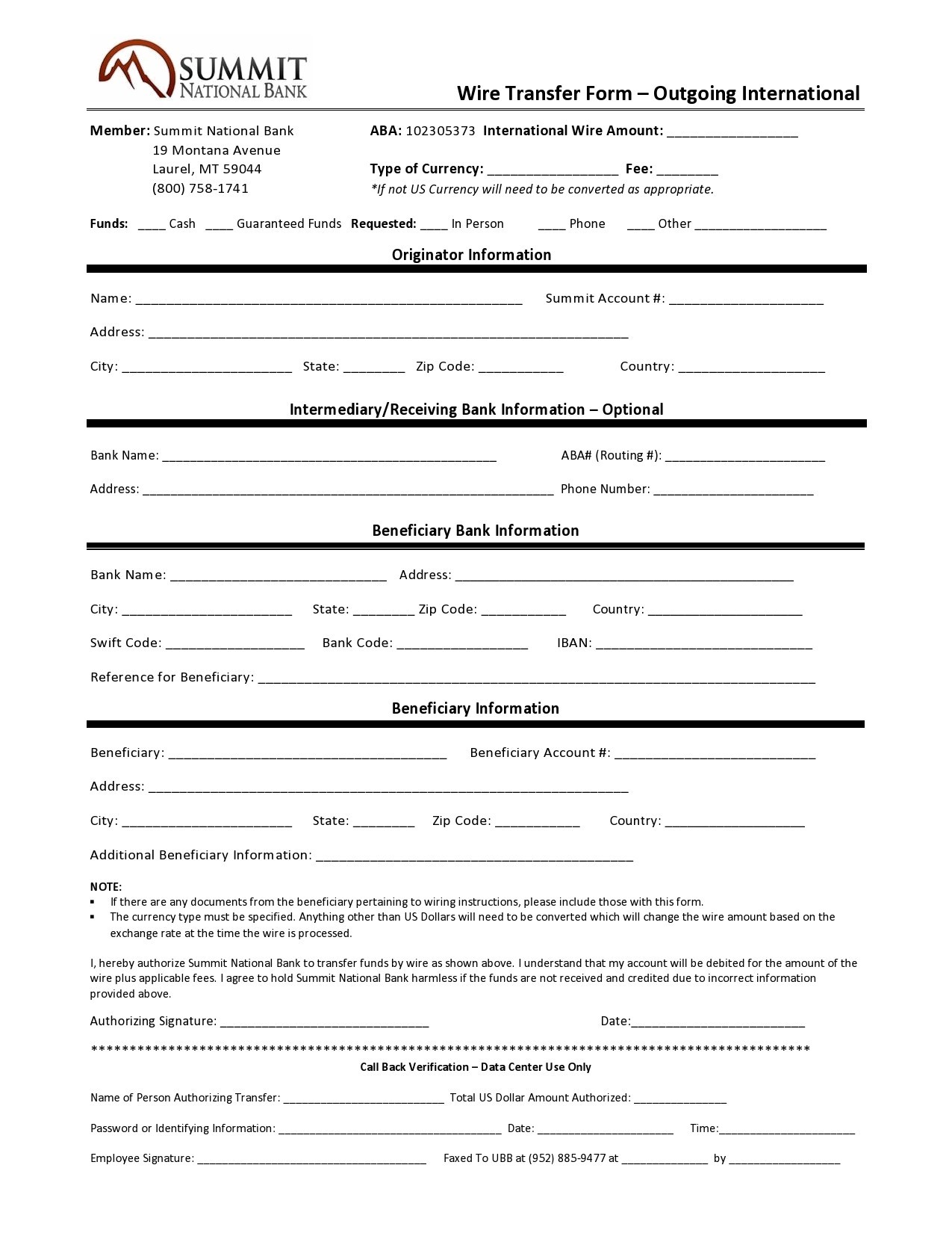 Free wire transfer form 18