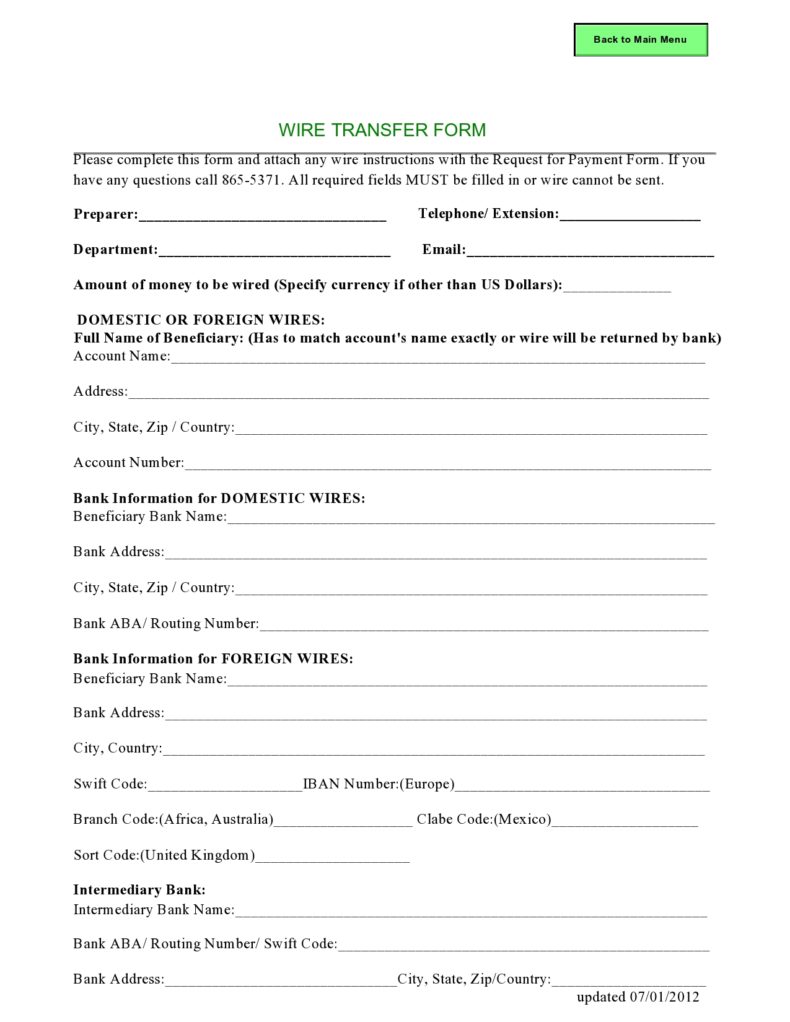 40 Wire Transfer Form Templates [PDF, Word, Excel]