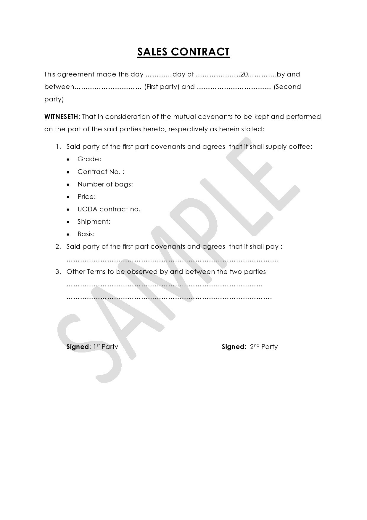 Free sales contract template 09