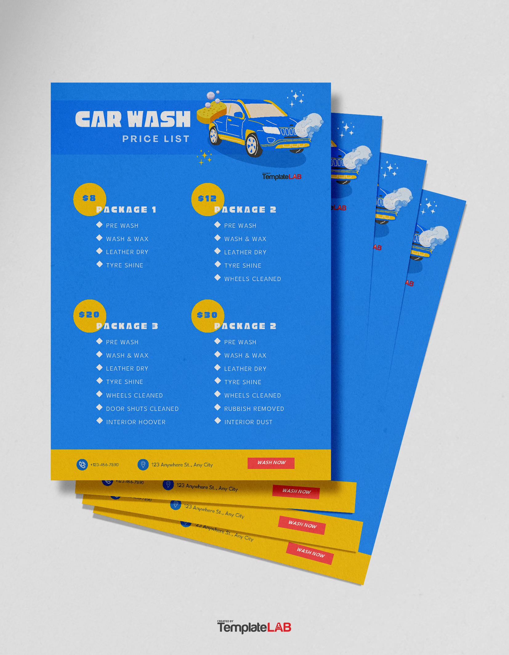 Free Car Wash Price List Template