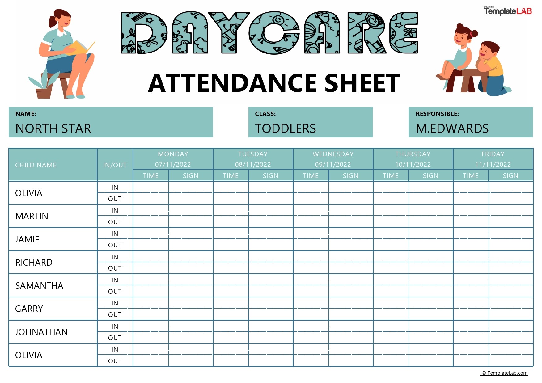 Free Daycare Attendance Sheet Template