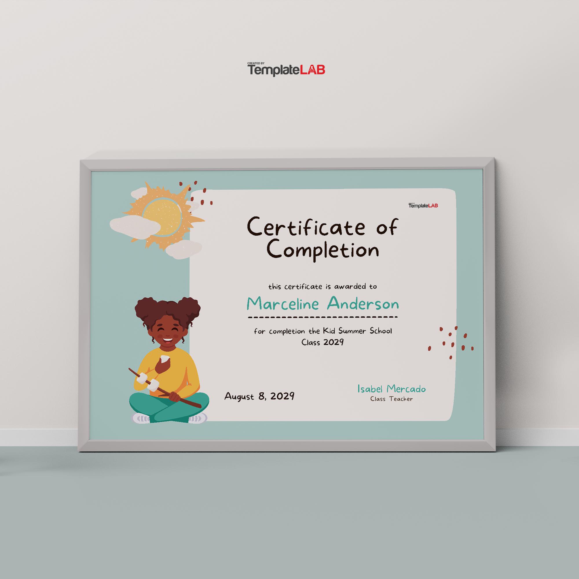 Free Summer School Certificate Of Completion