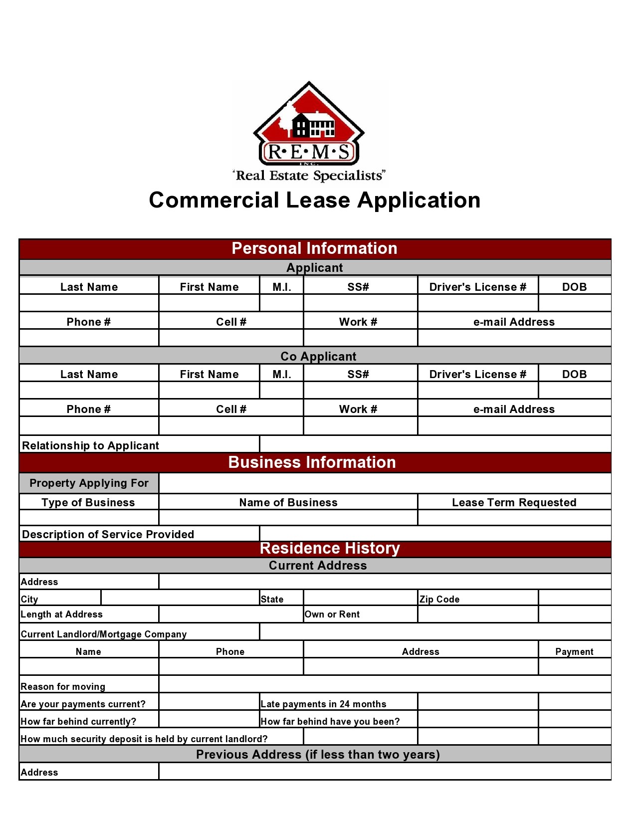 Free commercial lease application 09