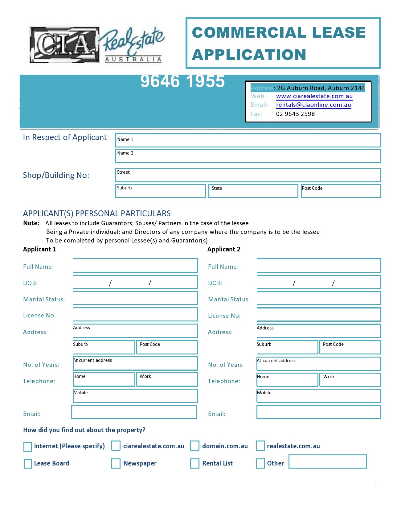 Free commercial lease application 25