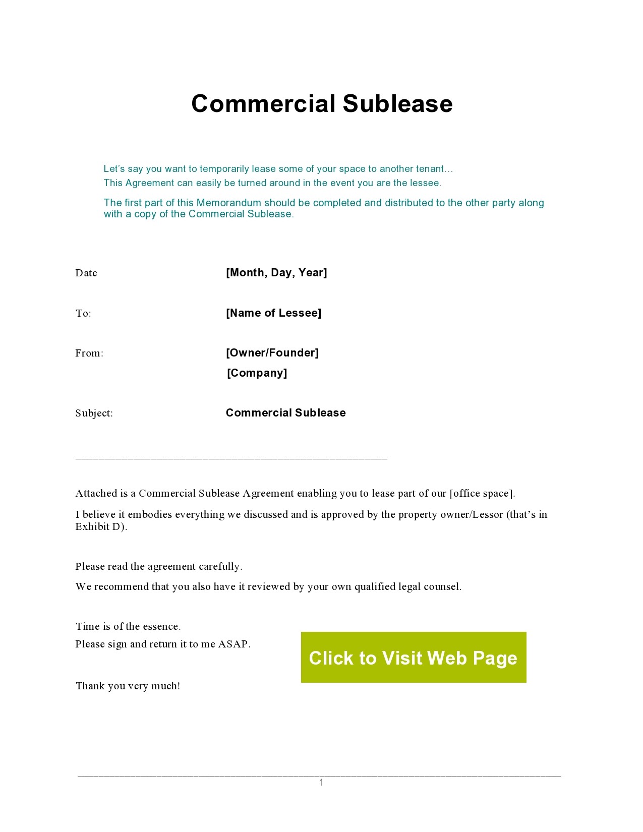 Free commercial sublease agreement 03