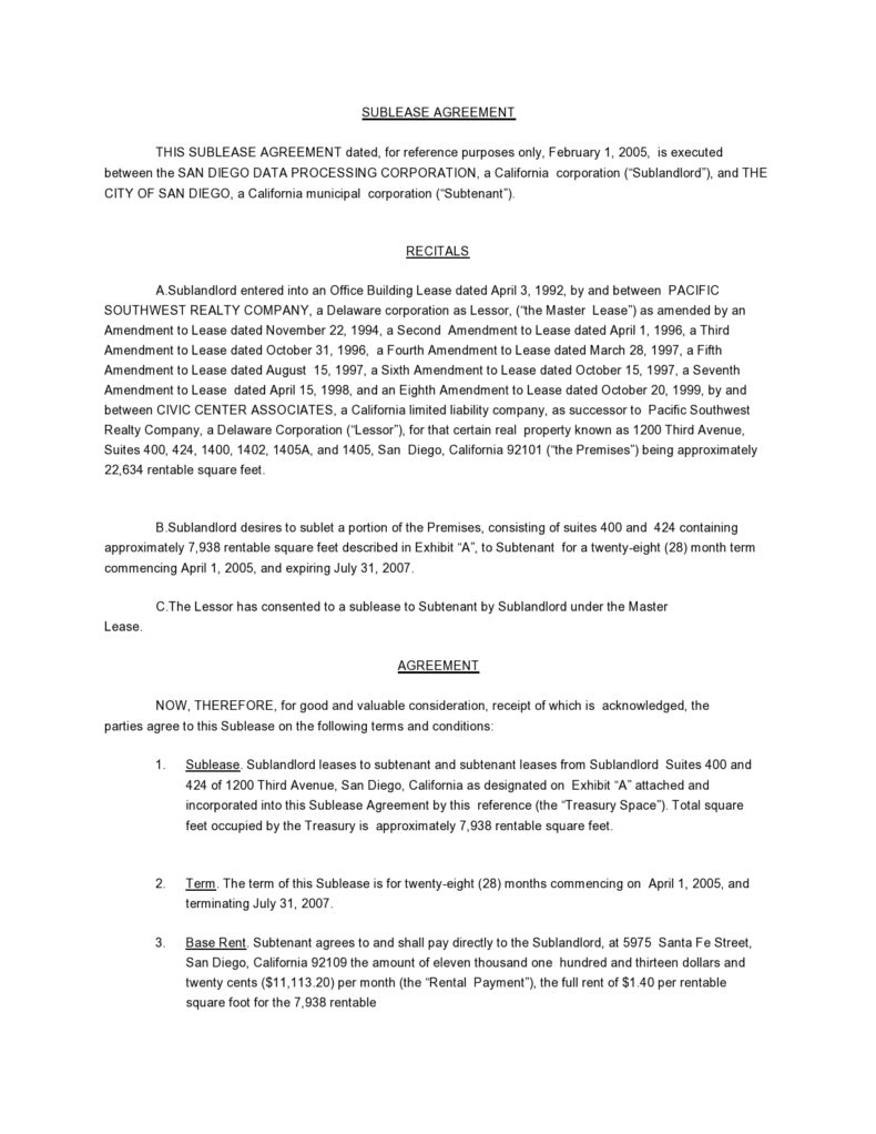 39 Free Commercial Sublease Agreement Templates [Word,PDF]