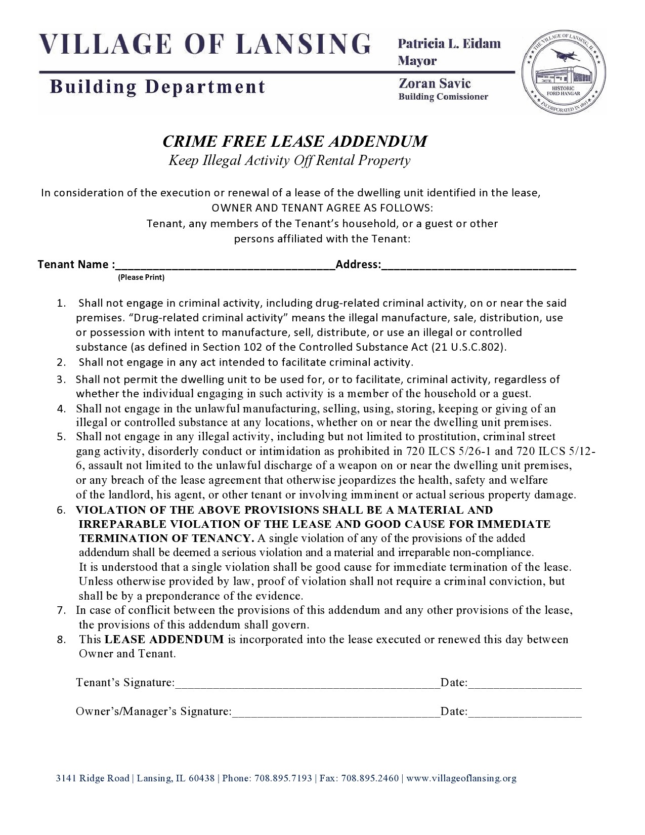Free lease addendum 14