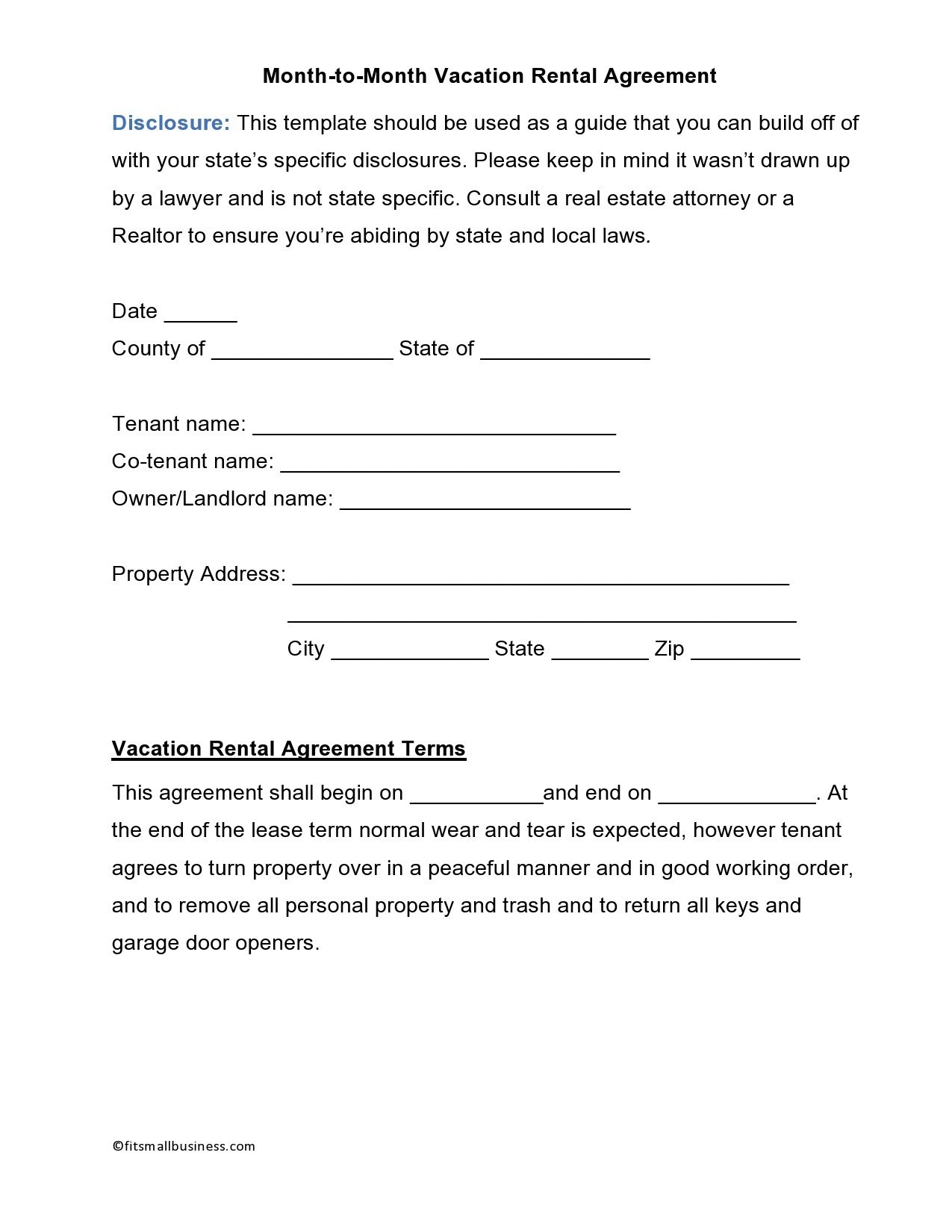 Free month to month rental agreement 12