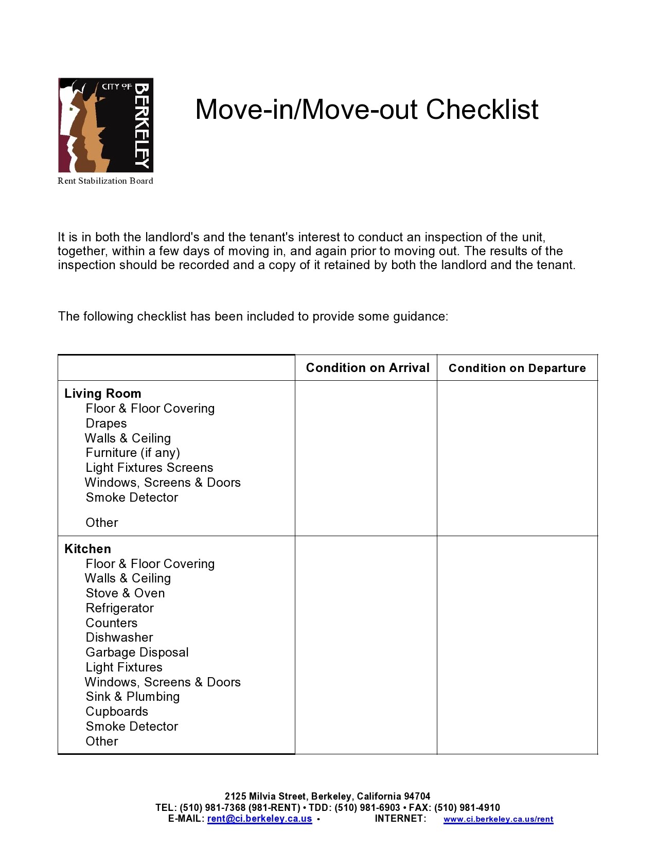 Free move in checklist 11
