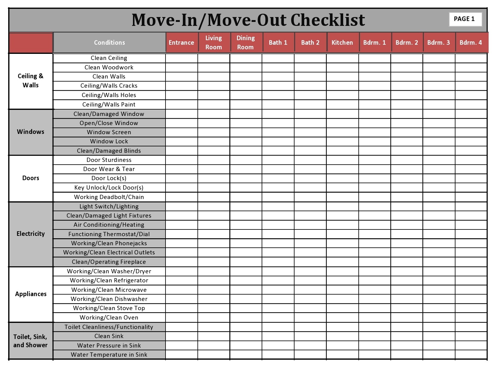 Free move in checklist 13