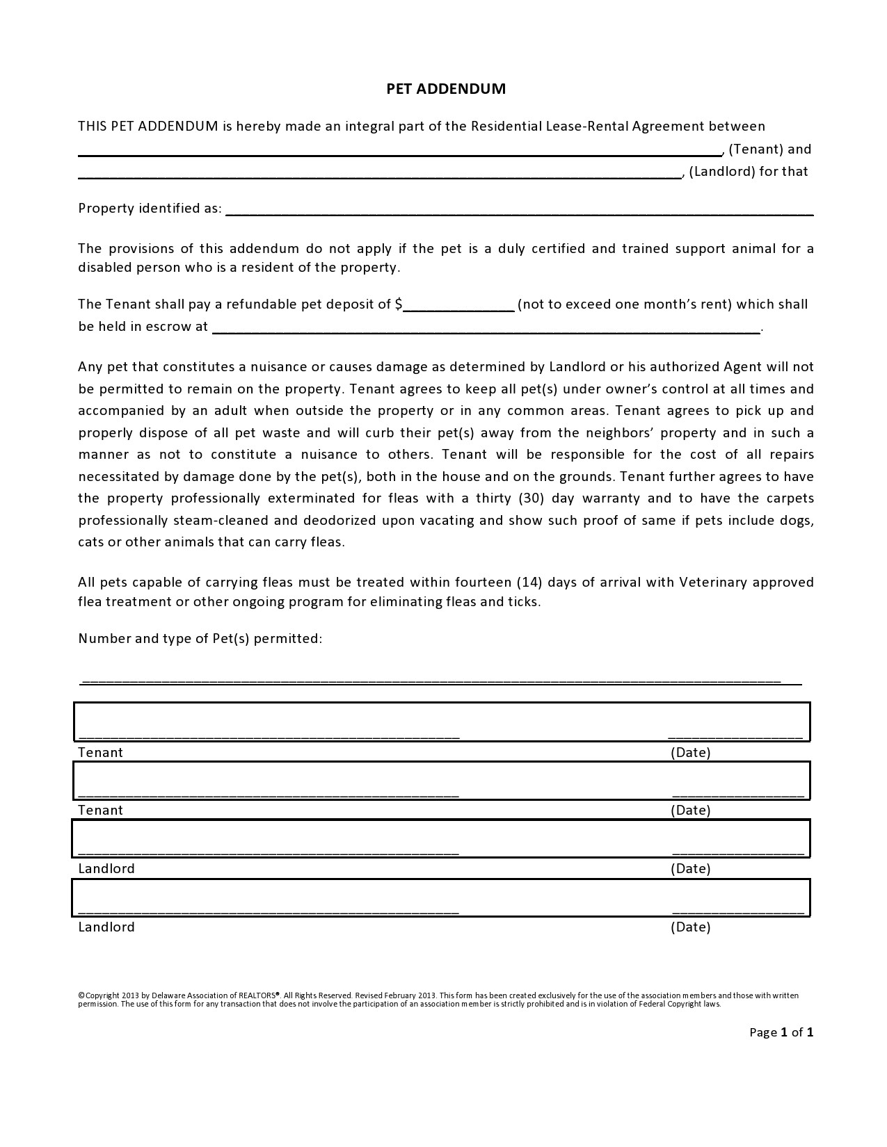 39 Free Pet Addendum Forms to Rental Agreement [DOC, PDF]