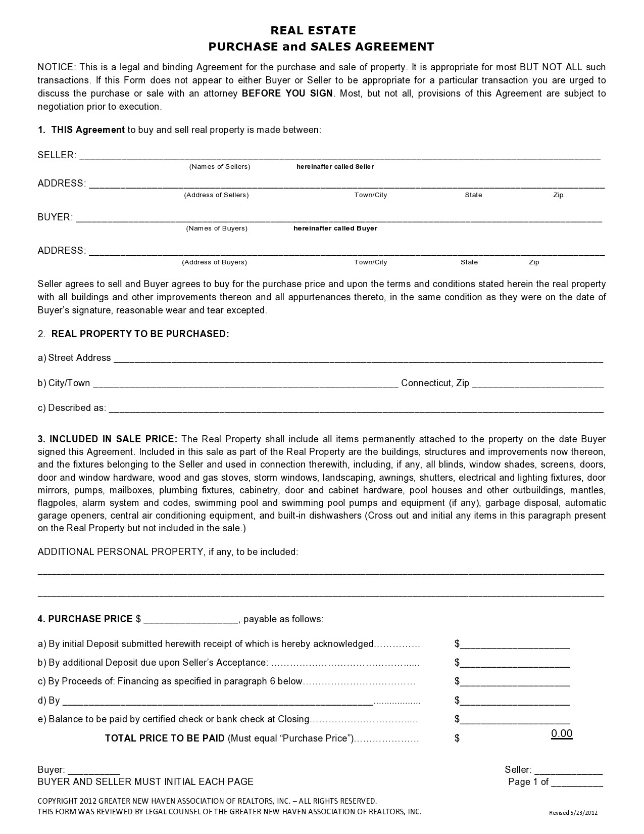 Free real estate purchase agreement 01