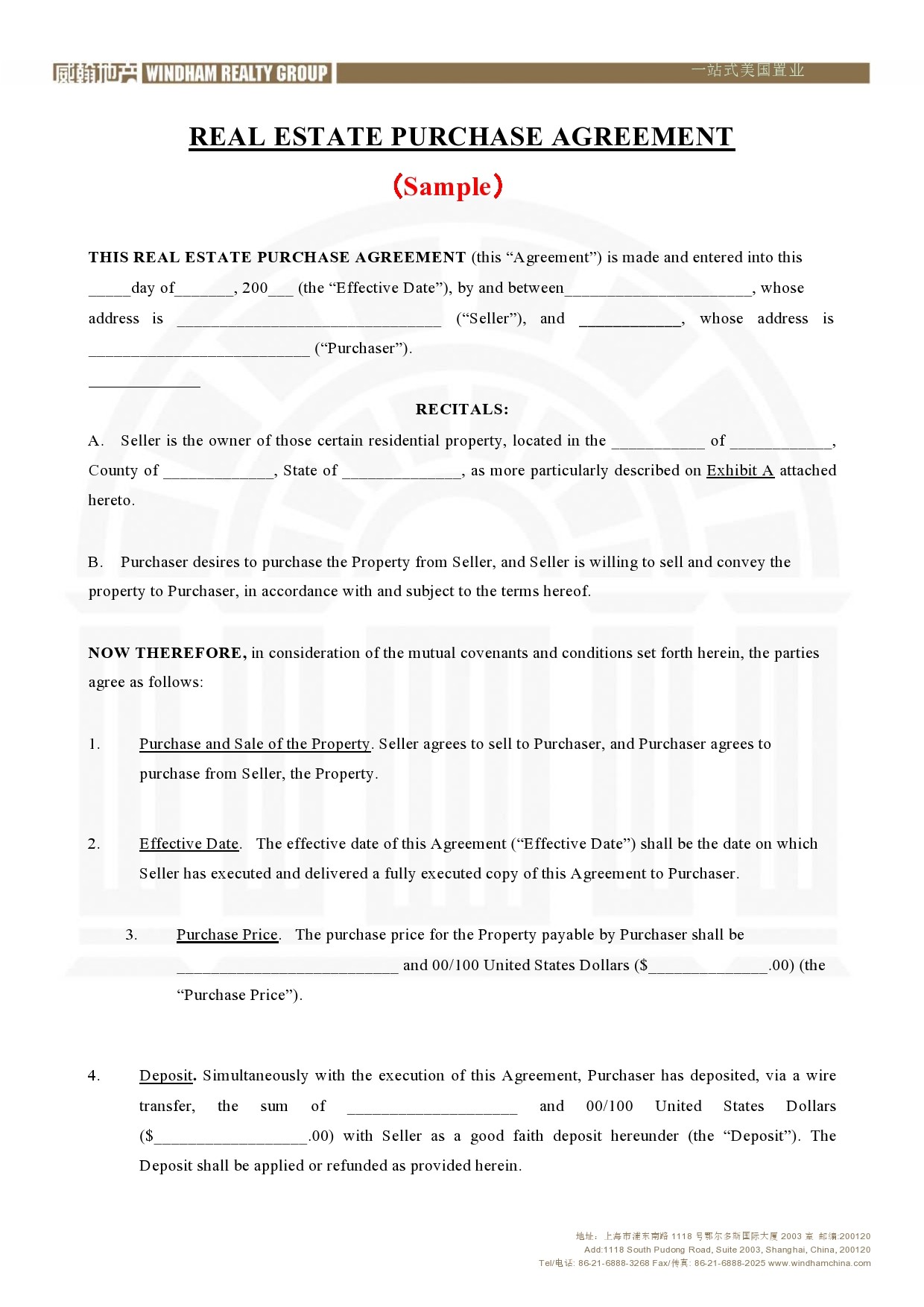 Free real estate purchase agreement 03