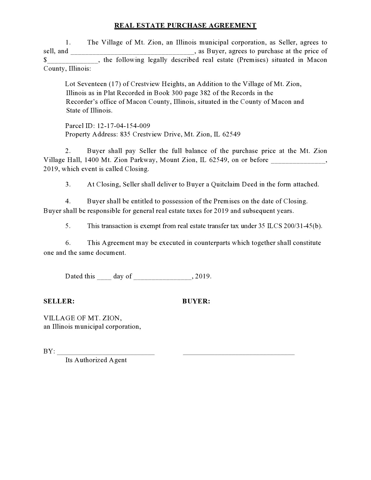 Free real estate purchase agreement 11