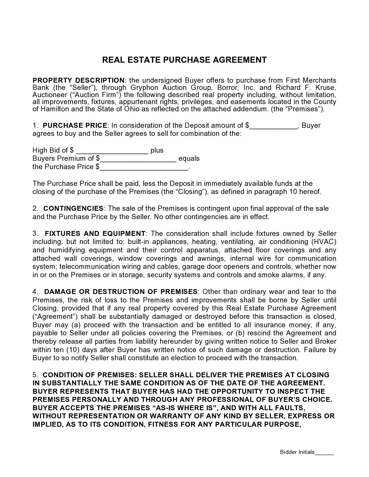 Free real estate purchase agreement 25