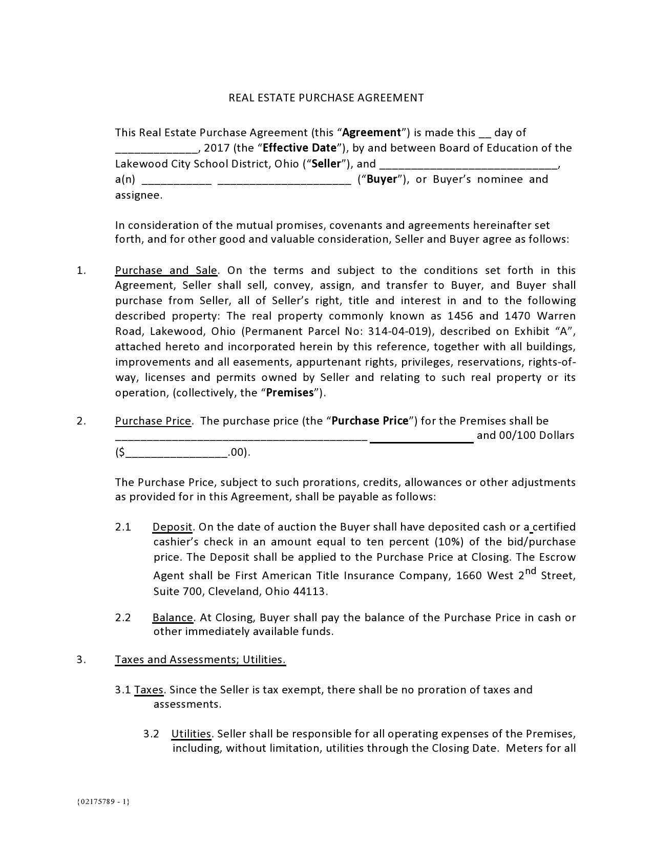 Free real estate purchase agreement 35